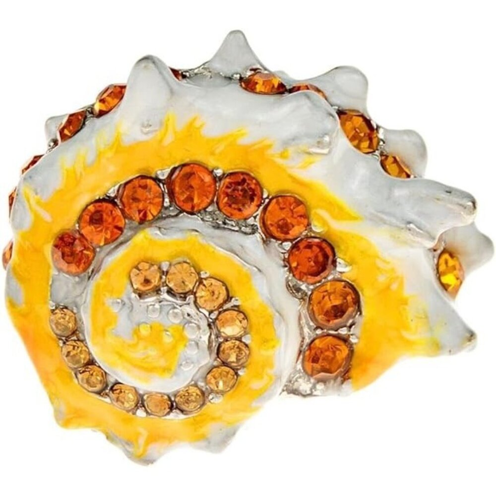 Brooch Pin Snail Shell Shape Yellow Color Decorated Artificial Stones Rhinestone - Picture 2 of 8